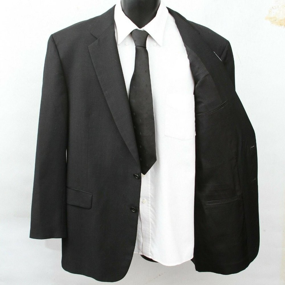 Burberry London Kensington Black Stripe Wool Dual Vent 2 Butt Sport Coat Men 46R - Picture 8 of 12